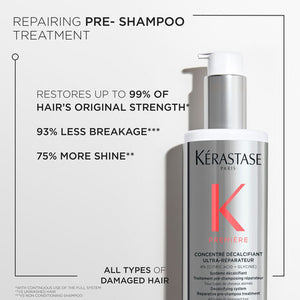 Water damage repair haircare holiday gift set
Repairing shampoo, pre-shampoo treatment, and hair mask
Concentré Décalcifiant Ultra-Réparateur pre-shampoo treatment
Bain Décalcifiant Réparateur repairing shampoo
Masque Filler Réparateur anti-breakage hair mask
Haircare set for repairing calcium buildup damage
Restoring shine and strength to damaged hair
Repairing system for dull, brittle hair
Haircare set for reversing hair stiffness and dullness
Holiday gift set for hair repair and shine restoration