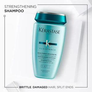 Resistance luxury holiday gift set for damaged hair
Strengthening shampoo and conditioner for damaged hair
Bain Force Architecte reconstructing shampoo for weak hair
Ciment Anti-Usure anti-breakage conditioner for damaged hair
Ciment Thermique strengthening blow dry primer
Haircare set for repairing and strengthening damaged hair
Luxury haircare for weak and brittle hair
Haircare set for preventing hair breakage
Reconstructing shampoo, conditioner, and heat protectant
Kerastase Resistance holiday gift set f